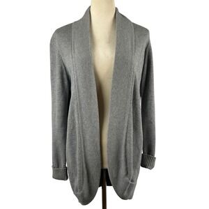 J.Crew Womens Gray Open Front Cardigan Sweater Size Medium Knit Classic Cozy